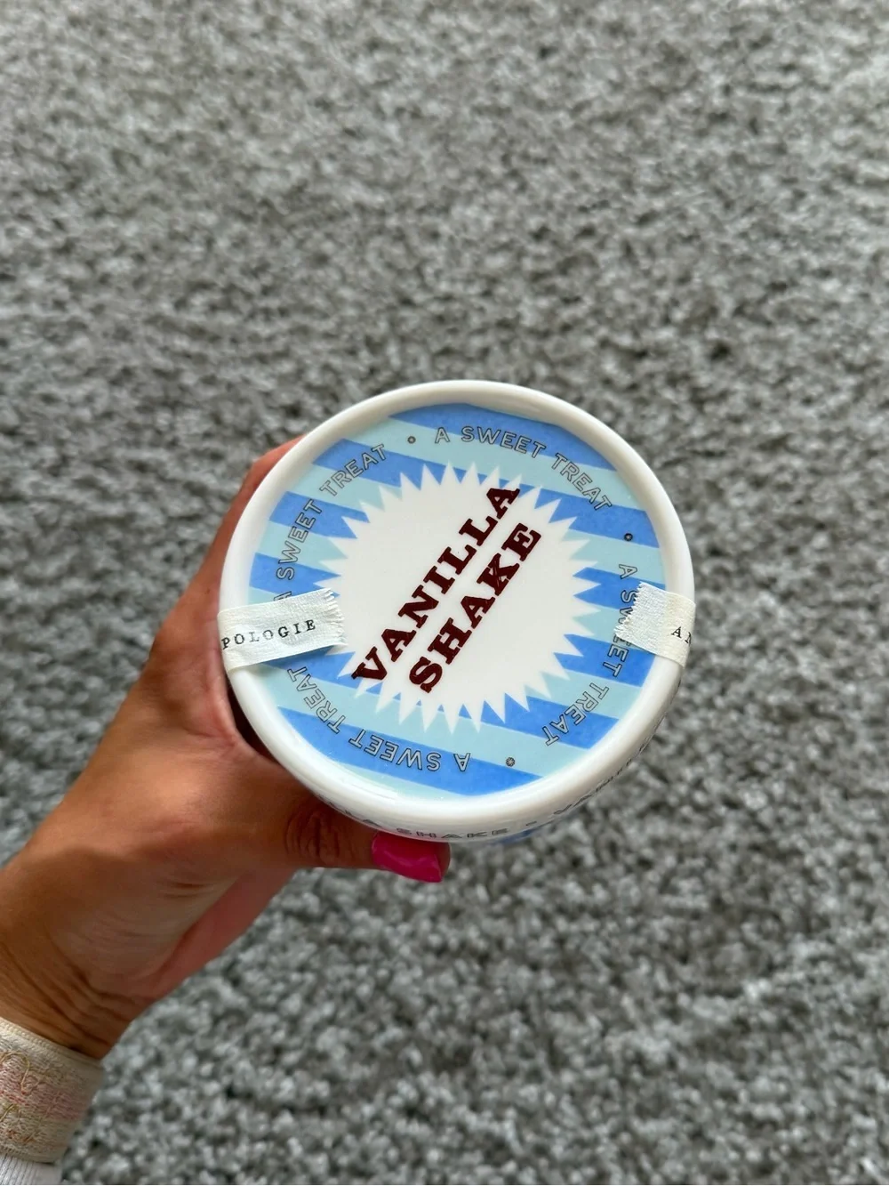 Anthropologie Gourmand Vanilla Shake Ceramic Ice Cream Pint Candle